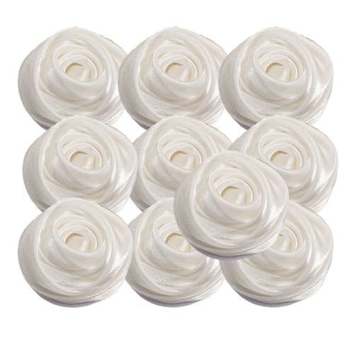 HSTWODE 10 Stück Rosen 5cm Kunstblumen Rosenköpfe Satinrosen Aufnäher Blumen Applikationen zum Basteln Patches Deko-Rosen Stoffrosen DIY Accessories Party Hause Hochzeit Dekoration (5#) von HSTWODE