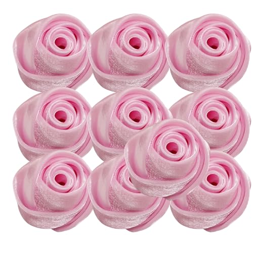 HSTWODE 10 Stück Rosen 5cm Kunstblumen Rosenköpfe Satinrosen Aufnäher Blumen Applikationen zum Basteln Patches Deko-Rosen Stoffrosen DIY Accessories Party Hause Hochzeit Dekoration (6#) von HSTWODE
