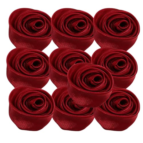 HSTWODE 10 Stück Rosen 5cm Kunstblumen Rosenköpfe Satinrosen Aufnäher Blumen Applikationen zum Basteln Patches Deko-Rosen Stoffrosen DIY Accessories Party Hause Hochzeit Dekoration (7#) von HSTWODE