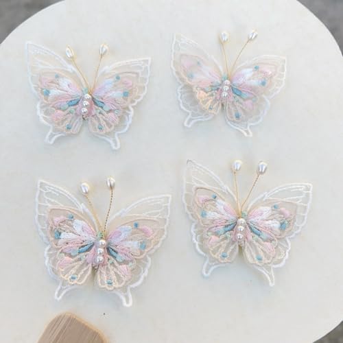 HSTWODE 10 Stück Spitze Schmetterling Applikation Spitze Organza Stickerei Schmetterling Applique Patches Sticker Aufnäher Applikation Flicken zum Aufnähen für DIY (1#) von HSTWODE