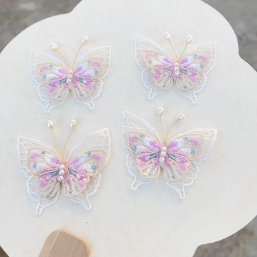 HSTWODE 10 Stück Spitze Schmetterling Applikation Spitze Organza Stickerei Schmetterling Applique Patches Sticker Aufnäher Applikation Flicken zum Aufnähen für DIY (2#) von HSTWODE
