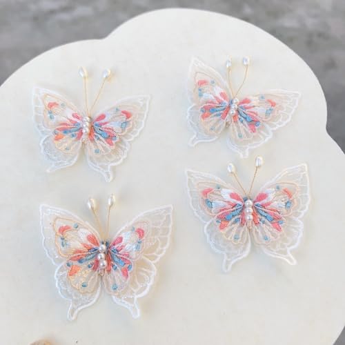 HSTWODE 10 Stück Spitze Schmetterling Applikation Spitze Organza Stickerei Schmetterling Applique Patches Sticker Aufnäher Applikation Flicken zum Aufnähen für DIY (3#) von HSTWODE