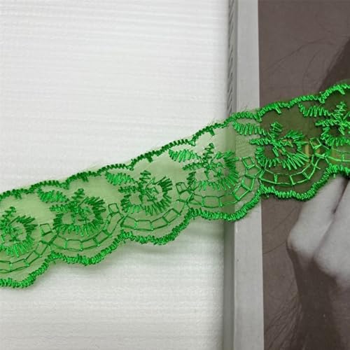 HSTWODE 10 Yard 4cm Breite Elastizität Spitzenborte Spitzenband Spitzenstoff Spitzenborte Häkel-Borte mit Blumenmuster für Basteln Nähen Hochzeit Deko Scrapbooking (Grün) von HSTWODE