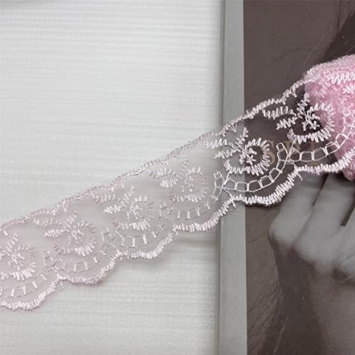 HSTWODE 10 Yard 4cm Breite Elastizität Spitzenborte Spitzenband Spitzenstoff Spitzenborte Häkel-Borte mit Blumenmuster für Basteln Nähen Hochzeit Deko Scrapbooking (Hellrosa) von HSTWODE