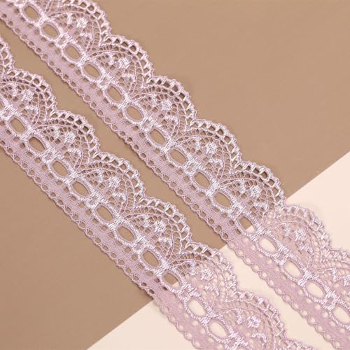 HSTWODE 10 Yards 3cm Breite Elastizität Spitzenborte Spitzenband Spitzenbordüre Zierband Spitze Blume Borte für Handwerk (Rosa 1) von HSTWODE