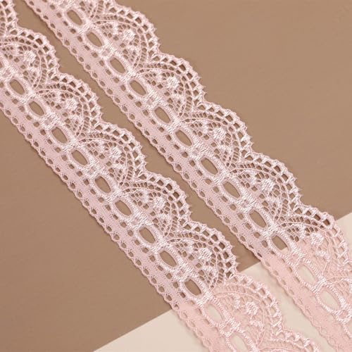 HSTWODE 10 Yards 3cm Breite Elastizität Spitzenborte Spitzenband Spitzenbordüre Zierband Spitze Blume Borte für Handwerk (Rosa 2) von HSTWODE