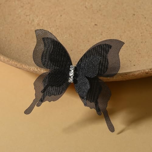 HSTWODE 100 Stück Schmetterling Aufnäher Abzeichen,Tüll Schmetterling Patches mit Strasssteinen Stickerei Aufnäher Patches Schmetterlinge Applikationen Zubehör für DIY (Schwarz) von HSTWODE
