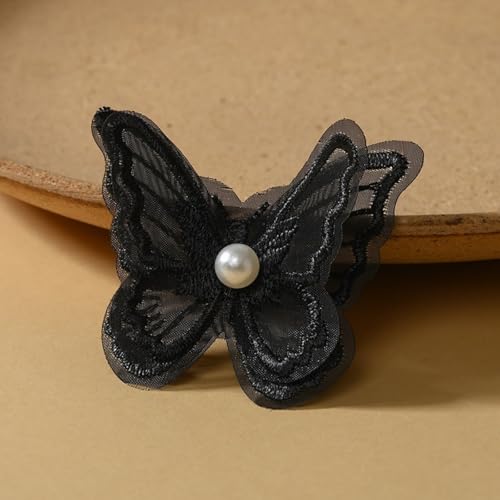 HSTWODE 100 Stück Stickerei Schmetterling Aufnäher Abzeichen Hochzeit Brautkleid bestickte Applikation für DIY (Schwarz) von HSTWODE
