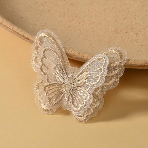HSTWODE 100 Stück Stickerei Schmetterling Aufnäher Abzeichen Spitze Schmetterling Applikation Hochzeit Brautkleid bestickte Applikation Nähen Handwerk DIY (Braun) von HSTWODE