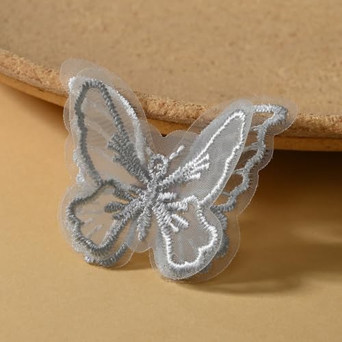 HSTWODE 100 Stück Stickerei Spitze Schmetterling Applikation, 4.5cm Schmetterling Aufbügler mit Doppelschicht Organza Applikation Hochzeit Brautkleid bestickte Applikation Nähen Handwerk DIY (Grau) HSTWODE 100 Stück Stickerei Spitze Schmetterling Applikation, 4.5cm Schmetterling Aufbügler mit Doppelschicht Organza Applikation Hochzeit Brautkleid bestickte Applikation Nähen Handwerk DIY (Grau) von HSTWODE