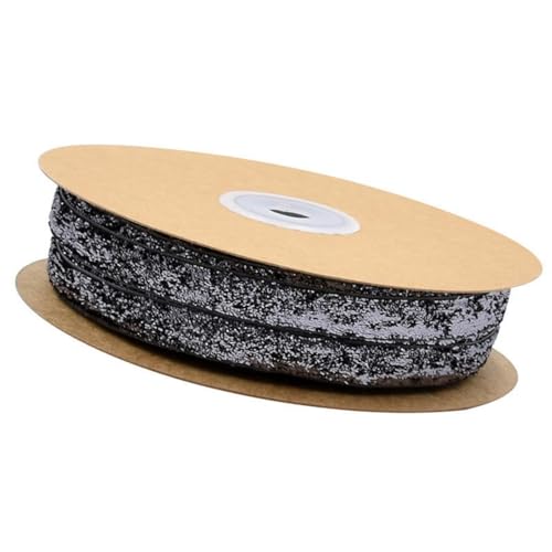 HSTWODE 10mm×20m Samtbänder,Samtband mit Glitzer zum Verpacken von Geschenken, für Geschenkverpackung, Kränze, Bogen Herstellung, Hochzeit, DIY (Dunkelgrau) von HSTWODE