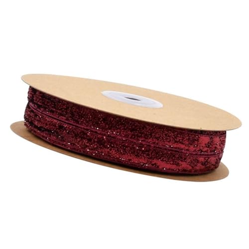 HSTWODE 10mm×20m Samtbänder,Samtband mit Glitzer zum Verpacken von Geschenken, für Geschenkverpackung, Kränze, Bogen Herstellung, Hochzeit, DIY (Weinrot) von HSTWODE