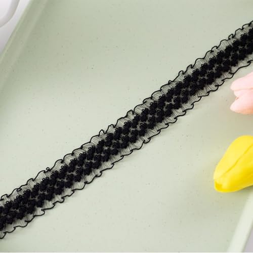 HSTWODE 10yards lang Vintage spitzenband,Elastische spitzenband,1.5cm-2cm Zierband,Spitzenstoff Spitze-Borten Deko, Dekoband Spitze für DIY Basteln Geschenkverpackung (Schwarz, Stil C) von HSTWODE