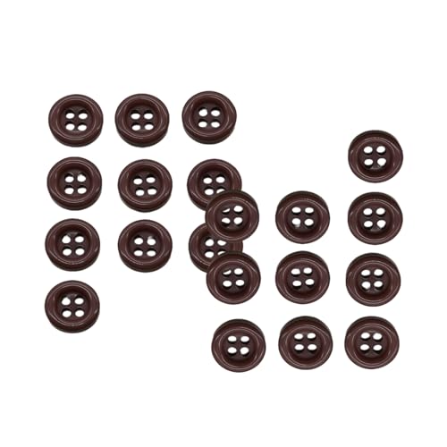 HSTWODE 11mm Harz Knöpfe 20 Stück, 4-Loch Ersatzknöpfe für Herrenhemden und Blusen, Bunte Classic Nähknöpfe, Nähzubehör für DIY Kleidung (Braun) von HSTWODE