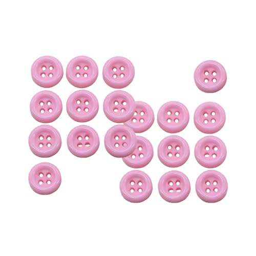 HSTWODE 11mm Harz Knöpfe 20 Stück, 4-Loch Ersatzknöpfe für Herrenhemden und Blusen, Bunte Classic Nähknöpfe, Nähzubehör für DIY Kleidung (Rosa) von HSTWODE