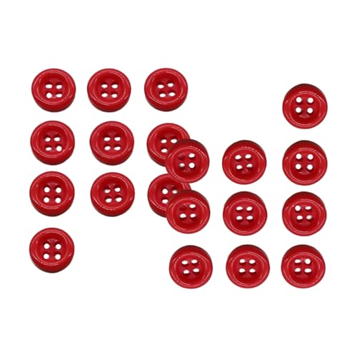 HSTWODE 11mm Harz Knöpfe 20 Stück, 4-Loch Ersatzknöpfe für Herrenhemden und Blusen, Bunte Classic Nähknöpfe, Nähzubehör für DIY Kleidung (Rot) von HSTWODE