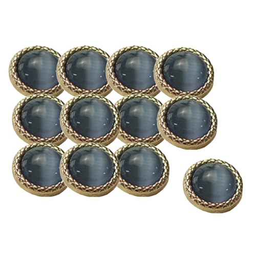 HSTWODE 11mm Plastik-Katzenaugenknöpfe mit Riffelrand (12 Stück) –Retro-Design mit Goldrand Für Cardigans/Hemden/Pullover (Blau) von HSTWODE