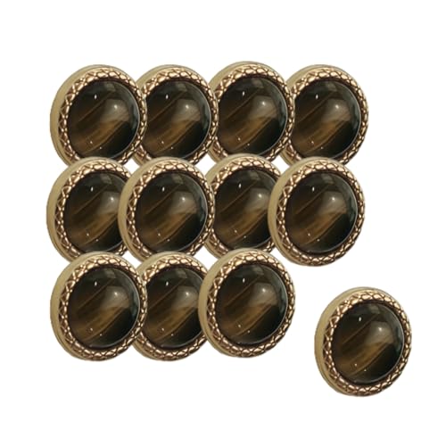 HSTWODE 11mm Plastik-Katzenaugenknöpfe mit Riffelrand (12 Stück) –Retro-Design mit Goldrand Für Cardigans/Hemden/Pullover (Grau) von HSTWODE