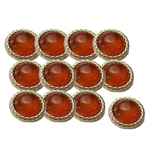 HSTWODE 11mm Plastik-Katzenaugenknöpfe mit Riffelrand (12 Stück) –Retro-Design mit Goldrand Für Cardigans/Hemden/Pullover (Orange) von HSTWODE
