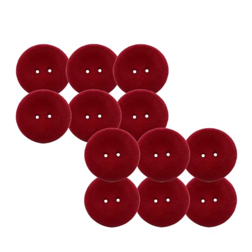 HSTWODE 12 Stück, Behaarte Harzknöpfe – Rund, 2 Löcher, 25/28mm, Bunte Ersatzknöpfe, Für Mantel, Wollmantel & Winterjacke, Passend für Kleidung Handwerk Nähen (Rot, 28mm) von HSTWODE