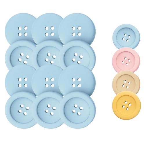 HSTWODE 12 Stück 18-30mm Resin-Knöpfe mit breitem Rand & 4 Löchern - Für Mäntel/Trenchcoats/Pullover/Anzüge (Blau, 30MM) von HSTWODE