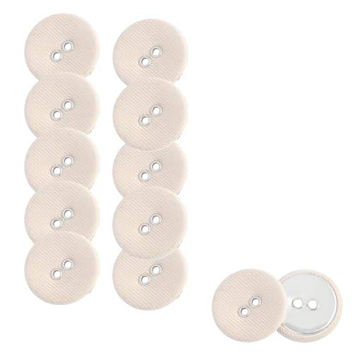 HSTWODE 12 Stück Bunte 2-Loch Knöpfe – 11mm Runde Stoffknöpfe für Hemden, Blazer, Mäntel & Windjacken | Ideal für Ärmelknöpfe & DIY Nähen (Beige) von HSTWODE