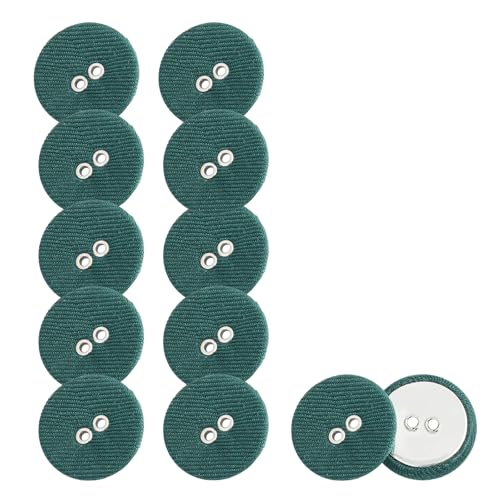 HSTWODE 12 Stück Bunte 2-Loch Knöpfe – 11mm Runde Stoffknöpfe für Hemden, Blazer, Mäntel & Windjacken | Ideal für Ärmelknöpfe & DIY Nähen (Dunkelgrün) von HSTWODE