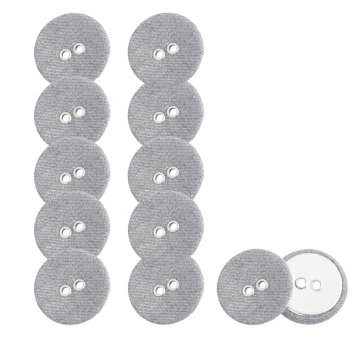 HSTWODE 12 Stück Bunte 2-Loch Knöpfe – 11mm Runde Stoffknöpfe für Hemden, Blazer, Mäntel & Windjacken | Ideal für Ärmelknöpfe & DIY Nähen (Grau) von HSTWODE