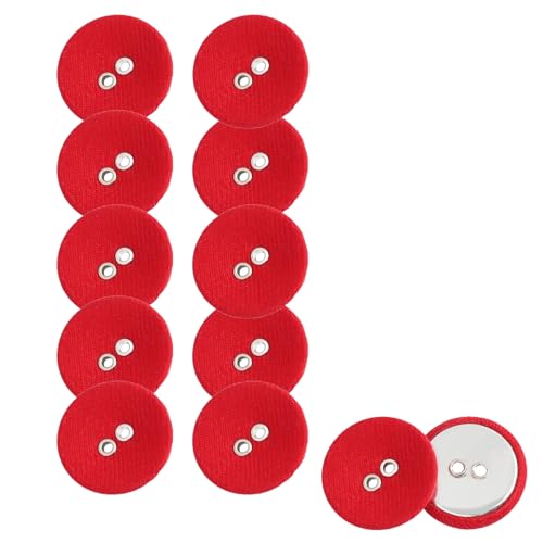 HSTWODE 12 Stück Bunte 2-Loch Knöpfe – 11mm Runde Stoffknöpfe für Hemden, Blazer, Mäntel & Windjacken | Ideal für Ärmelknöpfe & DIY Nähen (Rot) von HSTWODE