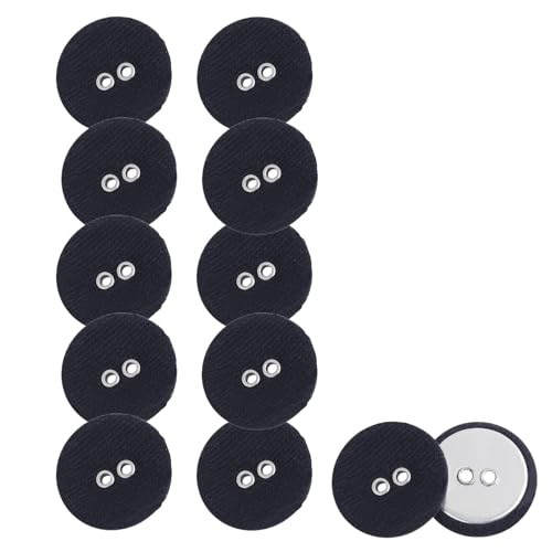 HSTWODE 12 Stück Bunte 2-Loch Knöpfe – 11mm Runde Stoffknöpfe für Hemden, Blazer, Mäntel & Windjacken | Ideal für Ärmelknöpfe & DIY Nähen (Schwarz) von HSTWODE