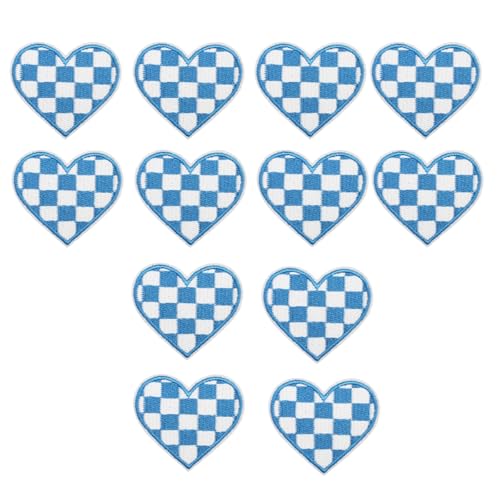 HSTWODE 12 Stück Herz Flicken zum Aufbügeln, Herz Aufnäher zum Aufbügeln Bestickte Applikationsflicken für Kleidung Hüte Jacke Jeans DIY Dekoration (6#) von HSTWODE