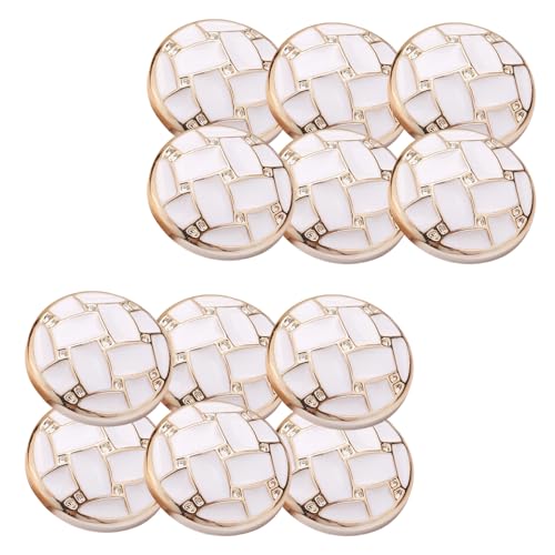 HSTWODE 12 Stück Luxus Knöpfe aus Kunststoff mit Metallbeschichtung - 18, 21, 25mm - Hoher Knopfsteg - Für Strickjacken und Damenmode Mäntel, Blazer, Cardigans (20#, 25MM) von HSTWODE