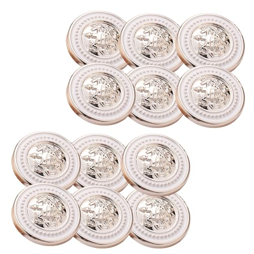 HSTWODE 12 Stück Luxus Knöpfe aus Kunststoff mit Metallbeschichtung - 18, 21, 25mm - Hoher Knopfsteg - Für Strickjacken und Damenmode Mäntel, Blazer, Cardigans (22#, 25MM) von HSTWODE