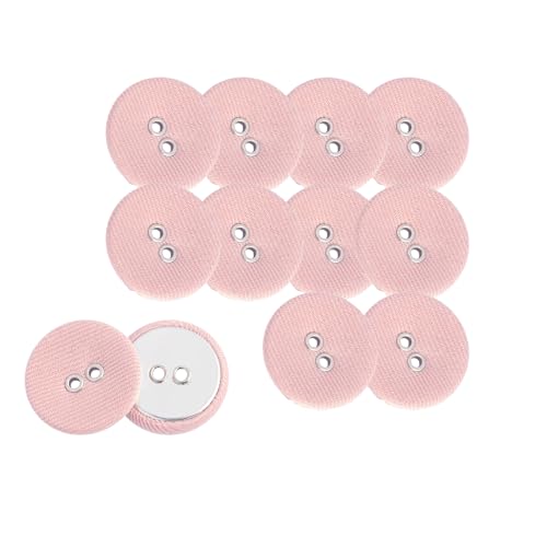 HSTWODE 12 Stück Stoffbezogene Knöpfe (2-Loch) - Rundknöpfe für Hemden, Blazer & Mäntel DIY, Kissen,Nähprojekt Zubehör,Trendfarben (Rosa) von HSTWODE