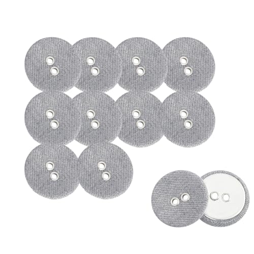 HSTWODE 12 Stück Stoffbezogene Knöpfe (2-Loch) - Rundknöpfe für Hemden, Blazer & Mäntel DIY, Kissen,Stofftier,Nähprojekt Zubehör (Grau) von HSTWODE