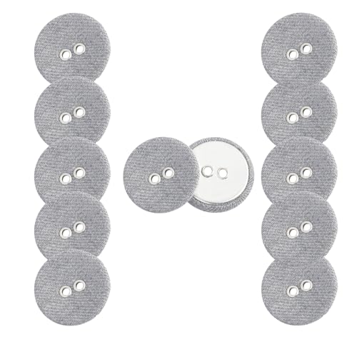 HSTWODE 12 Stück Stoffbezogene Knöpfe (2-Loch) - Rundknöpfe für Hemden, Blazer & Mäntel DIY Nähzubehör, buttons selber machen (Grau) von HSTWODE
