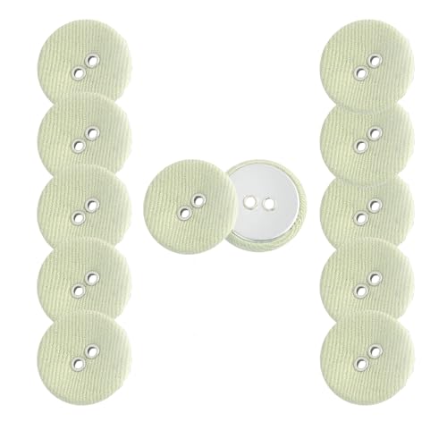 HSTWODE 12 Stück Stoffbezogene Knöpfe (2-Loch) - Rundknöpfe für Hemden, Blazer & Mäntel DIY Nähzubehör, buttons selber machen (Grün) von HSTWODE