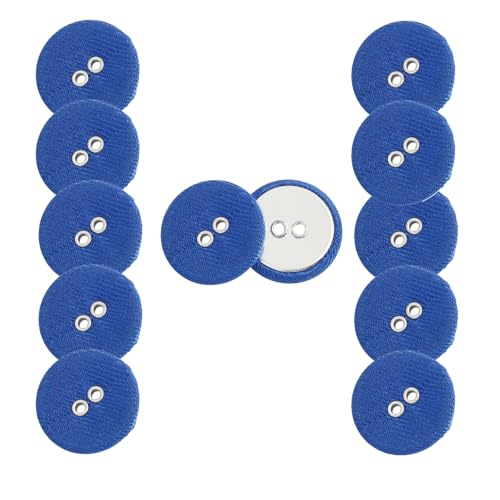 HSTWODE 12 Stück Stoffbezogene Knöpfe (2-Loch) - Rundknöpfe für Hemden, Blazer & Mäntel DIY Nähzubehör, buttons selber machen (Königsblau) von HSTWODE