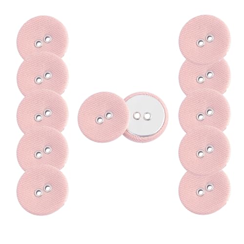 HSTWODE 12 Stück Stoffbezogene Knöpfe (2-Loch) - Rundknöpfe für Hemden, Blazer & Mäntel DIY Nähzubehör, buttons selber machen (Rosa) von HSTWODE