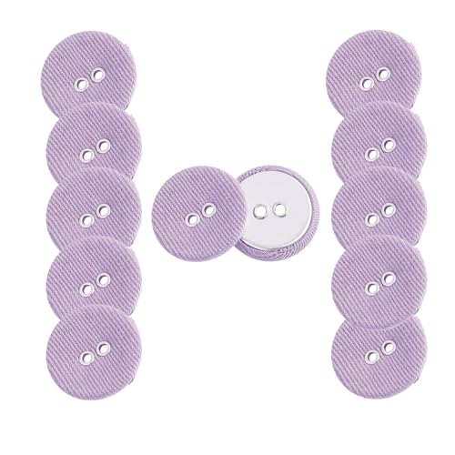 HSTWODE 12 Stück Stoffbezogene Knöpfe (2-Loch) - Rundknöpfe für Hemden, Blazer & Mäntel DIY Nähzubehör, buttons selber machen (Violett) von HSTWODE