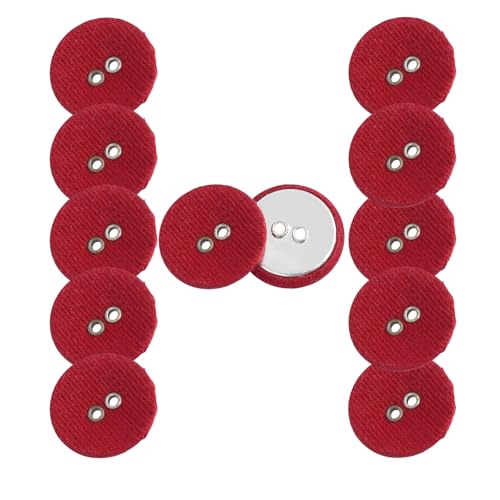 HSTWODE 12 Stück Stoffbezogene Knöpfe (2-Loch) - Rundknöpfe für Hemden, Blazer & Mäntel DIY Nähzubehör, buttons selber machen (Weinrot) von HSTWODE
