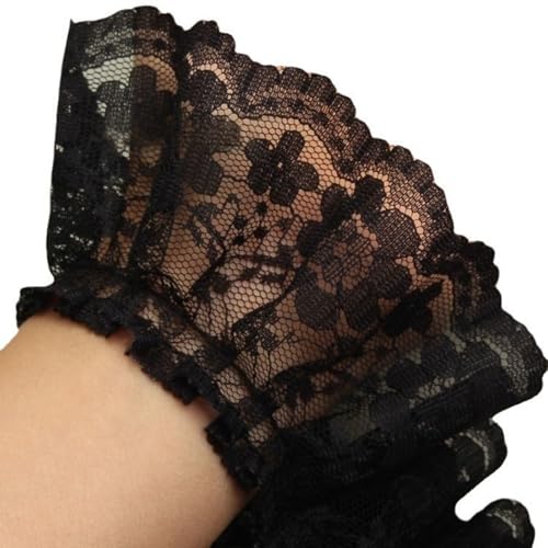 HSTWODE 15 yards Spitzenband Vintage Spitze, 6cm Rüschen Spitzenborte Rüschen Spitzenborte, Spitzenstoff Dekoband Zierband,für Zuhause, DIY, Nähen, Kissenbezüge (Schwarz) von HSTWODE