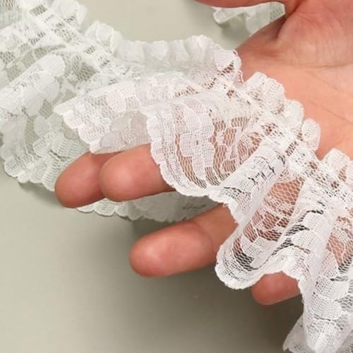 HSTWODE 15 yards Spitzenband Vintage Spitze, 6cm Rüschen Spitzenborte Rüschen Spitzenborte, Spitzenstoff Dekoband Zierband,für Zuhause, DIY, Nähen, Kissenbezüge (Weiß) von HSTWODE