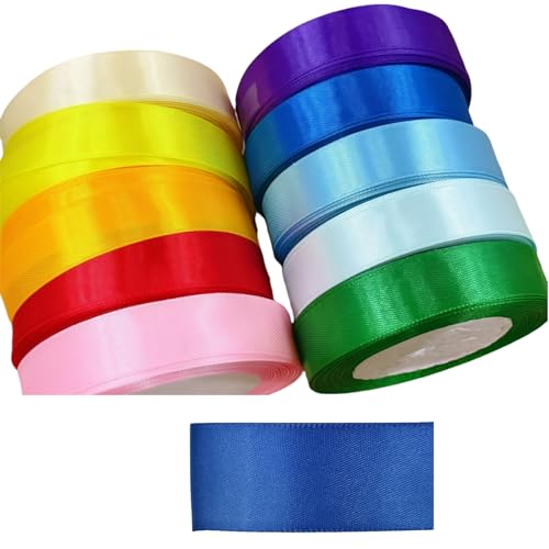 HSTWODE 1Stück Satinband Bänder, Extra langes Band, 2.5cm 9100cm Breit Geschenkband für Geschenkverpackung, Kunsthandwerk, Haarschleifen, Blumenstrauß, Dekoration (Dunkelblau) von HSTWODE