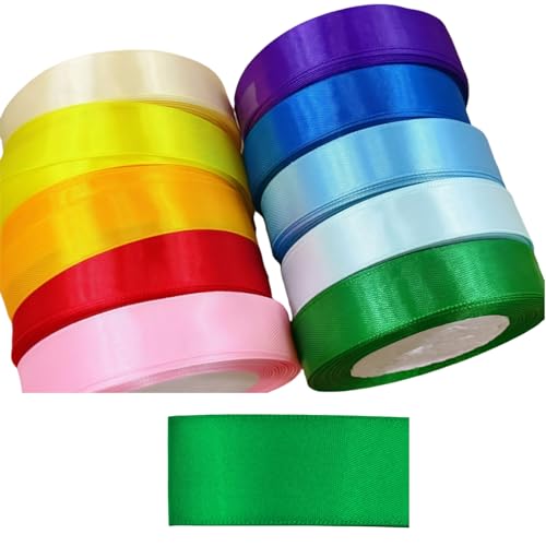 HSTWODE 1Stück Satinband Bänder, Extra langes Band, 2.5cm 9100cm Breit Geschenkband für Geschenkverpackung, Kunsthandwerk, Haarschleifen, Blumenstrauß, Dekoration (Grün) von HSTWODE