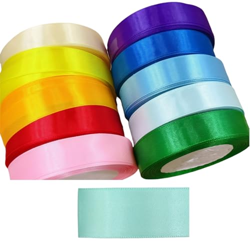 HSTWODE 1Stück Satinband Bänder, Extra langes Band, 2.5cm 9100cm Breit Geschenkband für Geschenkverpackung, Kunsthandwerk, Haarschleifen, Blumenstrauß, Dekoration (Hellblau) von HSTWODE