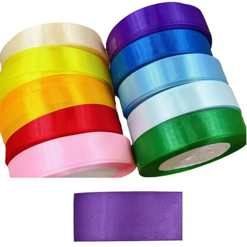 HSTWODE 1Stück Satinband Bänder, Extra langes Band, 2.5cm 9100cm Breit Geschenkband für Geschenkverpackung, Kunsthandwerk, Haarschleifen, Blumenstrauß, Dekoration (Lila) von HSTWODE