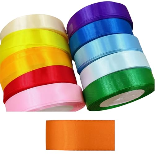 HSTWODE 1Stück Satinband Bänder, Extra langes Band, 2.5cm 9100cm Breit Geschenkband für Geschenkverpackung, Kunsthandwerk, Haarschleifen, Blumenstrauß, Dekoration (Orange) von HSTWODE