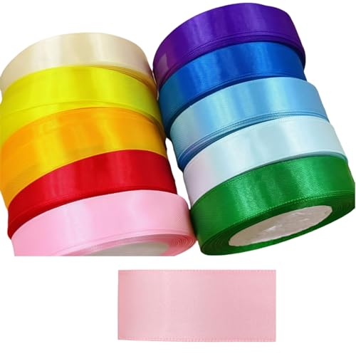 HSTWODE 1Stück Satinband Bänder, Extra langes Band, 2.5cm 9100cm Breit Geschenkband für Geschenkverpackung, Kunsthandwerk, Haarschleifen, Blumenstrauß, Dekoration (Rosa) von HSTWODE