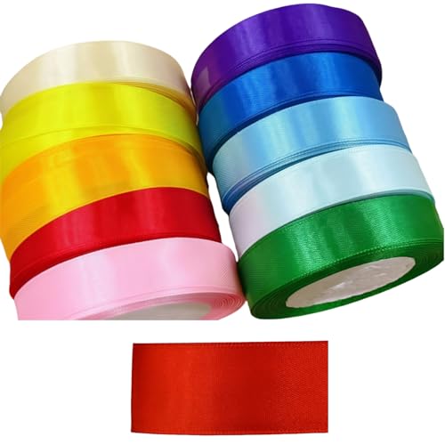 HSTWODE 1Stück Satinband Bänder, Extra langes Band, 2.5cm 9100cm Breit Geschenkband für Geschenkverpackung, Kunsthandwerk, Haarschleifen, Blumenstrauß, Dekoration (Rot) von HSTWODE